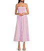 Gianni Bini Renee Stripe Smocked Square Neck Dress, Color:White/Pink - Image 1
