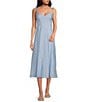 Gianni Bini Renee Tencel V Neck Sleeveless Midi Dress, Color:Chambray - Image 1
