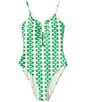Color:Kelly Green - Image 3 - Retro Fille Textured Pique V-Wire Plunge One Piece Swimsuit