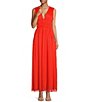 Color:Nectar - Image 1 - Rhea Chiffon Sleeveless V-Neck A-Line Maxi Dress