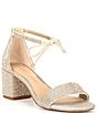 Color:Sand Gold - Image 1 - RhiaannTwo Rhinestone Ankle Tie Block Heel Dress Sandals