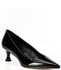 Color:Black - Image 1 - Rinna Patent Pointed Toe Kitten Heel Pumps