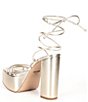 Color:Sand Gold - Image 3 - Rixey Leather Platform Ankle Wrap Strappy Sandals