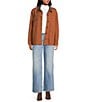 Gianni Bini Rose Suede Collared Canvas Barn Jacket, Color:Cognac - Image 3