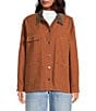 Gianni Bini Rose Suede Collared Canvas Barn Jacket, Color:Cognac - Image 4