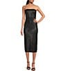 Color:Black - Image 1 - Rue Strapless Stretch Coated Sheath Dress