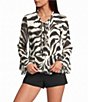 Gianni Bini Rue Zebra Printed Tie Front V-Neck Long Sleeve Chiffon Blouse - Image 1