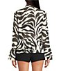Gianni Bini Rue Zebra Printed Tie Front V-Neck Long Sleeve Chiffon Blouse - Image 2