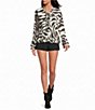 Gianni Bini Rue Zebra Printed Tie Front V-Neck Long Sleeve Chiffon Blouse - Image 3