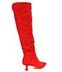 Color:Tangelo Red - Image 2 - Ryder Suede Slouchy Kitten Heel Tall Boots