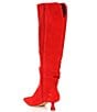 Color:Tangelo Red - Image 3 - Ryder Suede Slouchy Kitten Heel Tall Boots