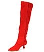 Color:Tangelo Red - Image 4 - Ryder Suede Slouchy Kitten Heel Tall Boots