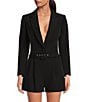Gianni Bini Sadie Cropped Long Sleeve Notch Lapel Coordinating Blazer, Color:Black - Image 1