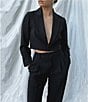 Gianni Bini Sadie Cropped Long Sleeve Notch Lapel Coordinating Blazer, Color:Black - Image 4