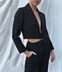 Gianni Bini Sadie Cropped Long Sleeve Notch Lapel Coordinating Blazer, Color:Black - Image 5