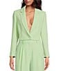 Color:Pear - Image 1 - Sadie Cropped Long Sleeve Notch Lapel Coordinating Blazer