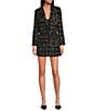 Gianni Bini Sadie Tweed Notch Lapel Button Front Long Sleeve Cropped Blazer, Color:Black/White - Image 3
