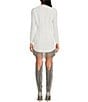 Color:White - Image 2 - Sage Rhinestone Fringe Crew Neck Long Sleeve Crepe Dress