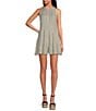 Gianni Bini Samie Linen Blend Pin Stripe Crew Neck Sleeveless Romper, Color:Pin Stripe - Image 1