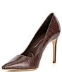 Color:Wardly Brown - Image 4 - Sampras Crocodile Embossed Leather Pointed Toe Pumps