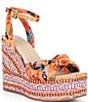 Gianni Bini Sanders Knotted Print Beaded Wedge Platform Sandals - Image 1