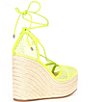 Color:Floreece Yellow - Image 2 - Santoro Mesh Ankle Wrap Platform Wedge Espadrilles