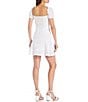 Color:White - Image 2 - Sawyer Eyelet Cutout Tie Deep Sweetheart Neck Short Puff Sleeve A-Line Mini Dress