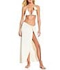 Gianni Bini Solid Maxi Front Twist Sarong Swim Cover-Up, Color:Ivory - Image 3