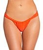 Gianni Bini Solid Ribbed Tanga Scoop Front Swim Bottom, Color:Bright Orange - Image 1