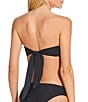 Gianni Bini Solid Rosette Strapless Tie Back Bandeau Swim Top, Color:Black - Image 2