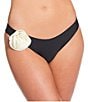 Gianni Bini Solid Rosette V-Scoop Front Swim Bottom, Color:Black - Image 1