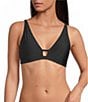 Gianni Bini Solid Strappy Back Bralette Swim Top & Solid High Waisted Cheeky Swim Bottom - Image 2