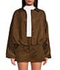 Gianni Bini Suede Collared Long Sleeve Coordinating Bomber Jacket - Image 1