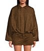 Gianni Bini Suede Collared Long Sleeve Coordinating Bomber Jacket - Image 2