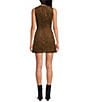 Gianni Bini Suede Round Neck Sleeveless Structured A-Line Mini Dress - Image 2