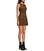 Gianni Bini Suede Round Neck Sleeveless Structured A-Line Mini Dress - Image 3