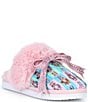 Gianni Bini Sugaree Nutcracker Holiday Rhinestone Bow Faux Fur Slippers - Image 1