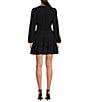 Color:Black - Image 2 - Talia V-Neck Long Sleeve Smocked Waist Tiered Hem Dress