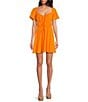 Color:Tangelo - Image 1 - Talley Tiered Tie Front V-Neck Short Sleeve Dress