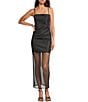 Gianni Bini Tara Organza Square Neck Sleeveless Drop Waist Midi Dress, Color:Black - Image 1