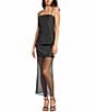 Gianni Bini Tara Organza Square Neck Sleeveless Drop Waist Midi Dress, Color:Black - Image 3