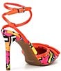 Color:Floral/Multi - Image 2 - Taylinn Satin Floral Abstract Bow Ankle Wrap Pumps