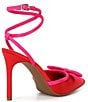 Color:Tangelo Red/Pretty Pink - Image 2 - Taylinn Satin Bow Pointed Toe Pumps