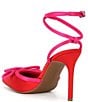 Color:Tangelo Red/Pretty Pink - Image 3 - Taylinn Satin Bow Pointed Toe Pumps