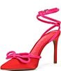 Color:Tangelo Red/Pretty Pink - Image 4 - Taylinn Satin Bow Pointed Toe Pumps