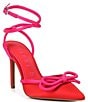 Color:Tangelo Red/Pretty Pink - Image 1 - Taylinn Satin Bow Pointed Toe Pumps
