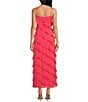 Color:Watermelon - Image 2 - Taylor Chiffon Straight Neckline Sleeveless Ruffle Long Dress