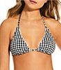 Gianni Bini Textured Gingham Loop Trim Triangle Halter Swim Top - Image 1