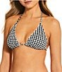 Gianni Bini Textured Gingham Loop Trim Triangle Halter Swim Top - Image 3