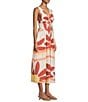 Gianni Bini Ulla Printed V-Neck Sleeveless Drop Waist A-Line Midi Dress, Color:Sunburst - Image 3